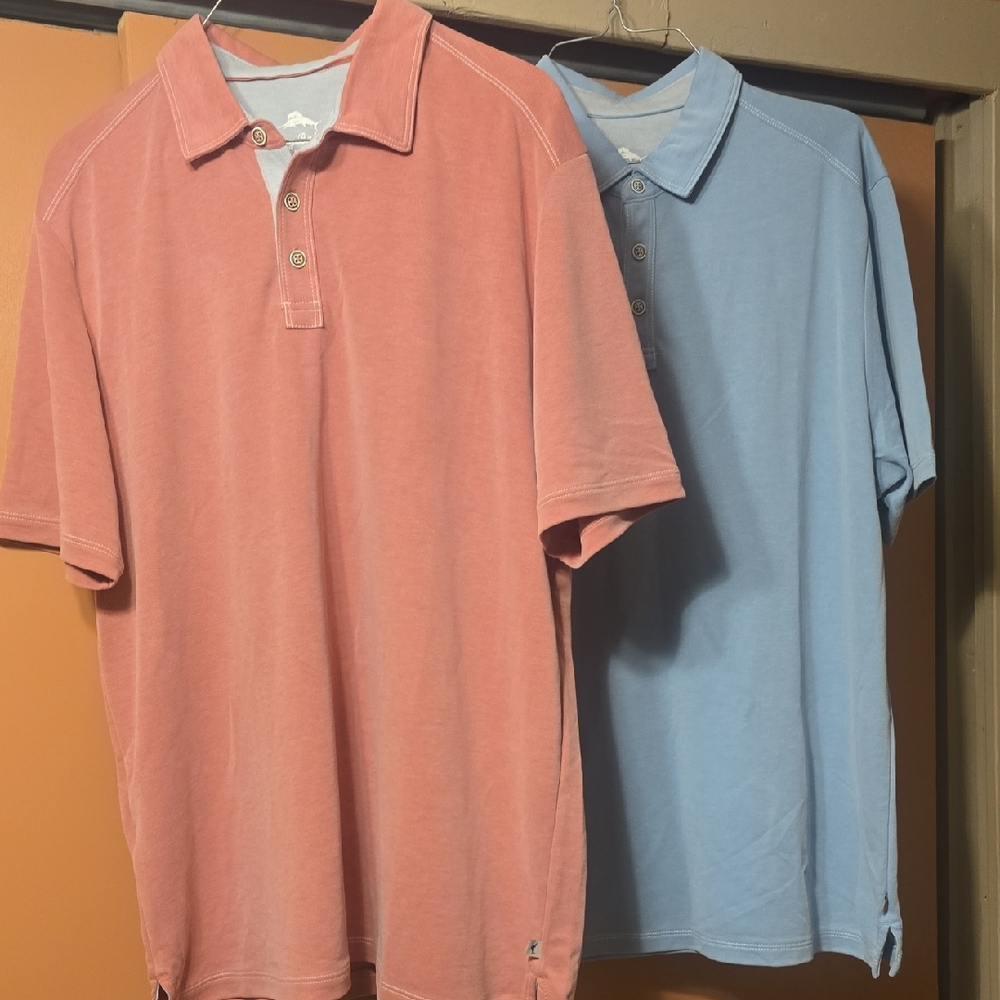 Tommy Bahama Pink and Blue Polo Shirts